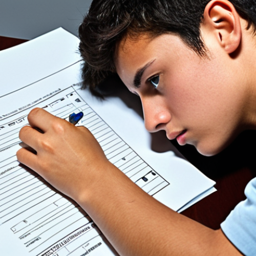 Home 8 **
> A student reviewing an electronics exam paper, highlighting areas of weakness with a determined expression. Study materials (textbooks, online resources) are scattered around. Focus on the concept of self-reflection and identifying areas for improvement in electronics knowledge.
**